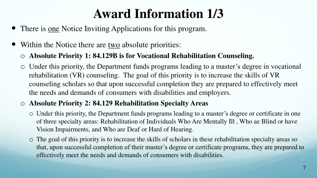 award information 1 3