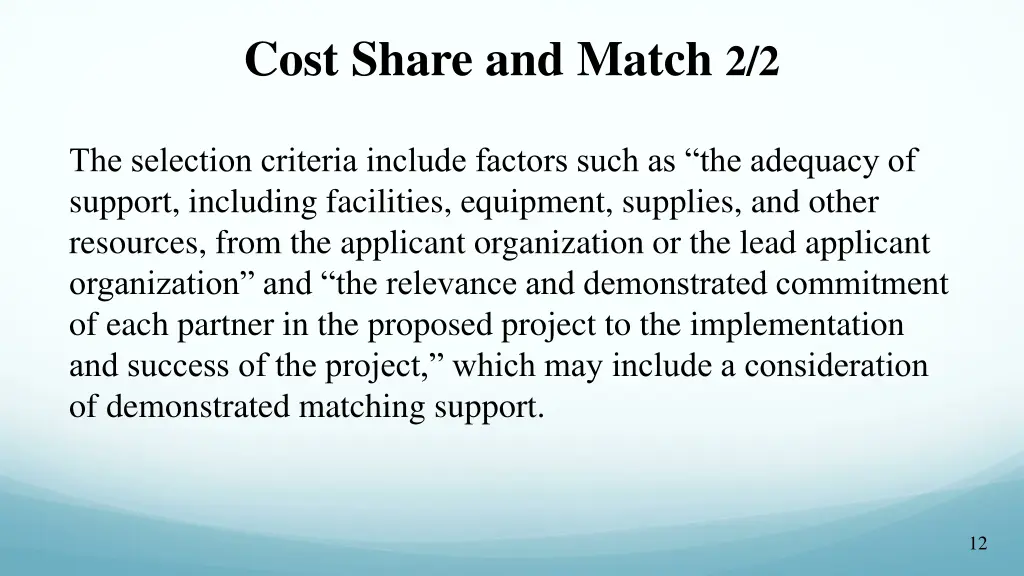 cost share and match 2 2