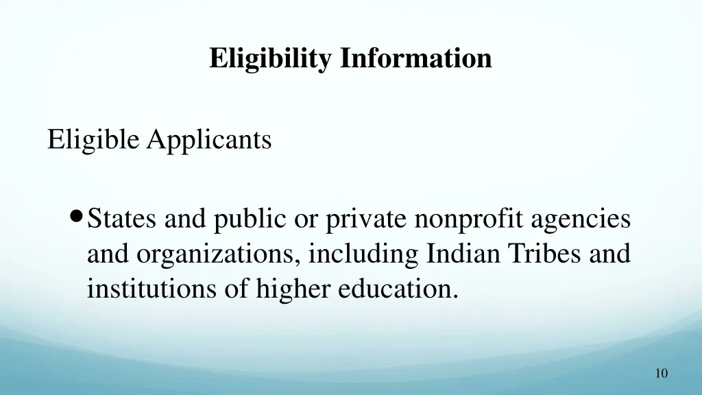 eligibility information