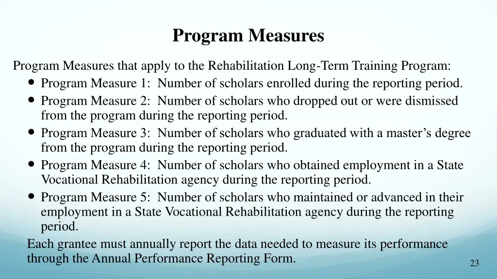 program measures