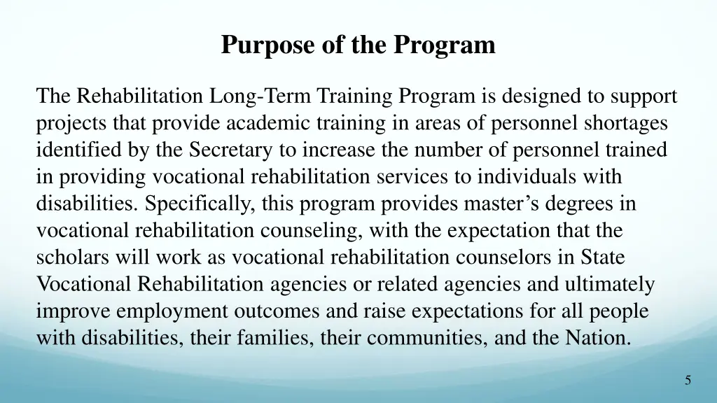 purpose of the program