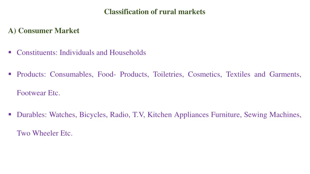 classification of rural markets