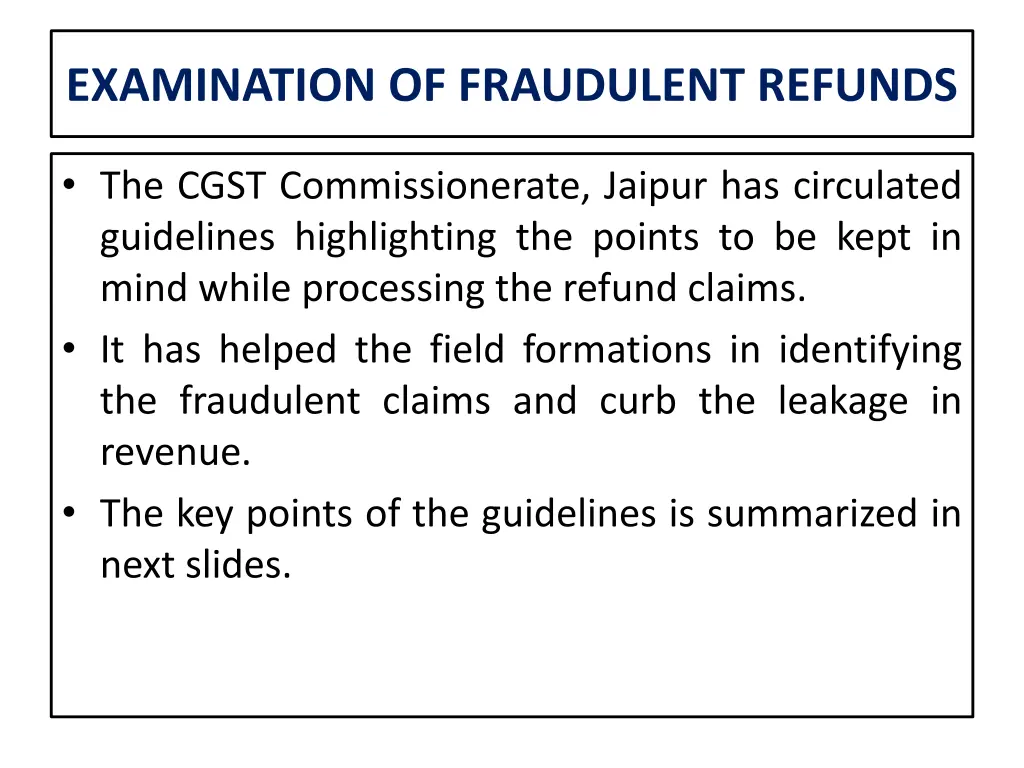 examination of fraudulent refunds