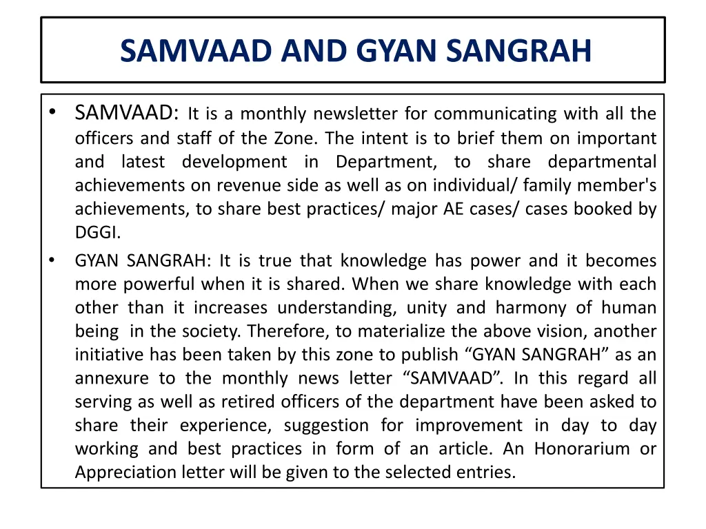 samvaad and gyan sangrah