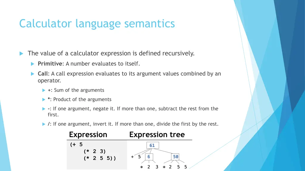 calculator language semantics
