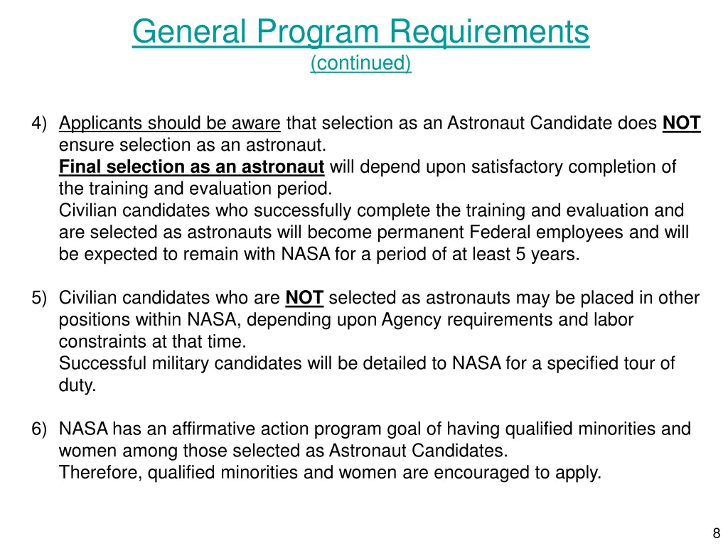 general program requirements continued