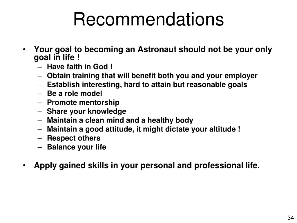 recommendations