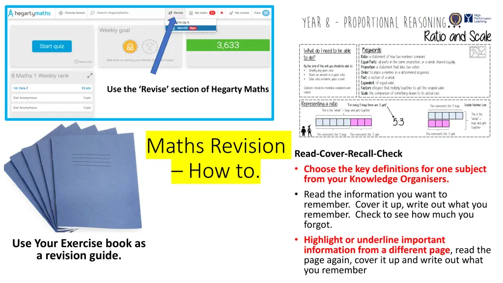 use the revise section of hegarty maths