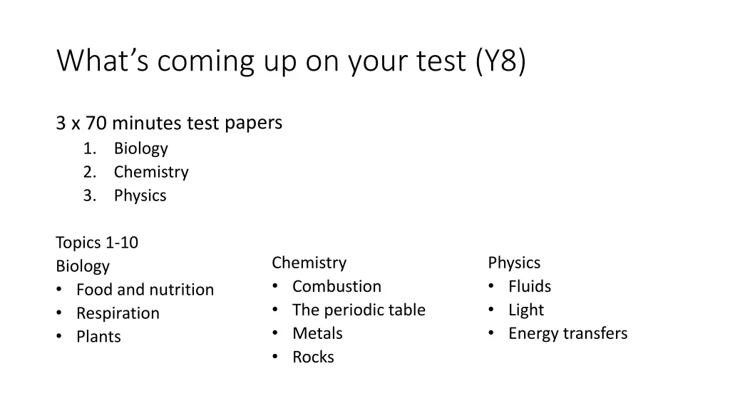 what s coming up on your test y8