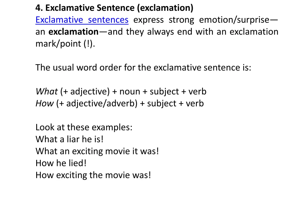 4 exclamative sentence exclamation exclamative