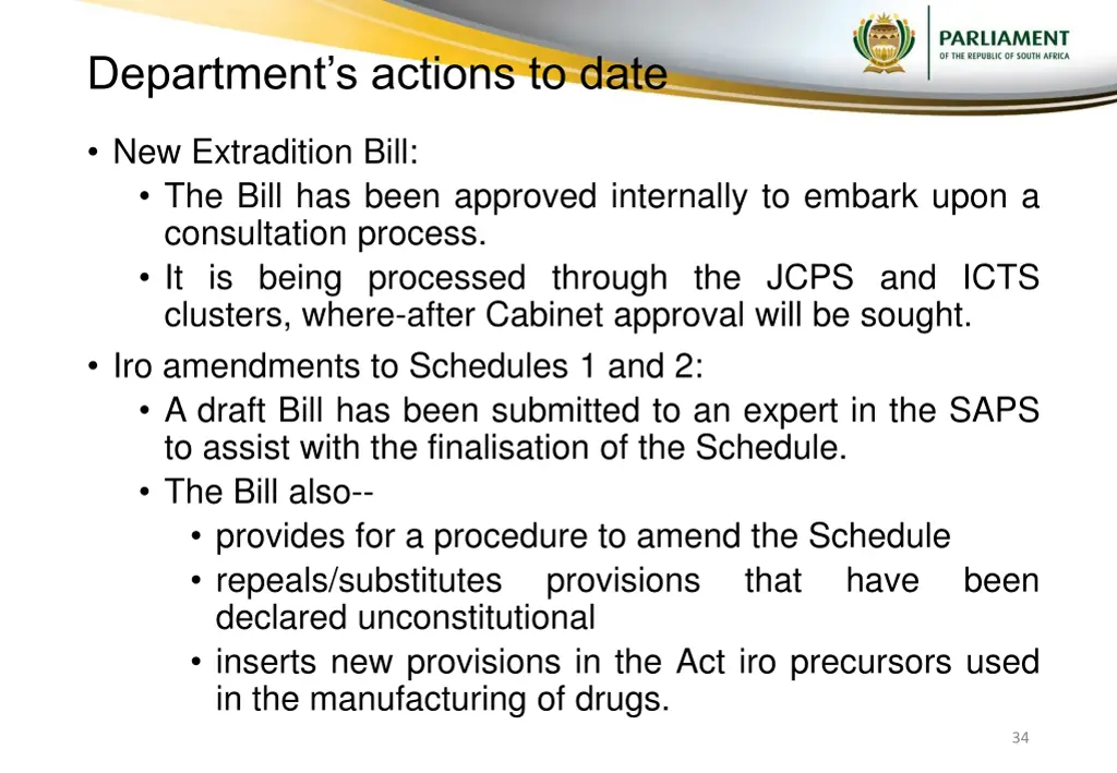 department s actions to date 1