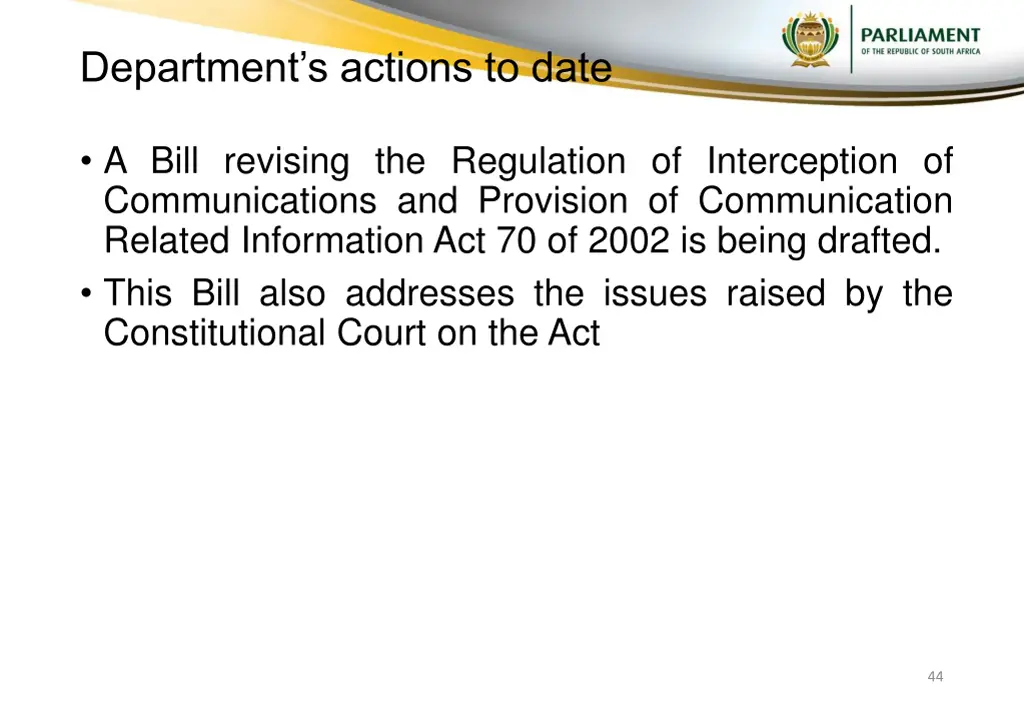 department s actions to date 2