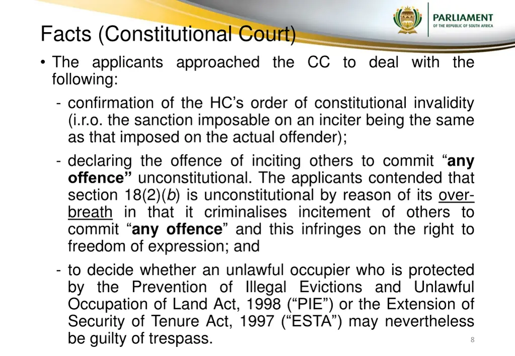 facts constitutional court the applicants
