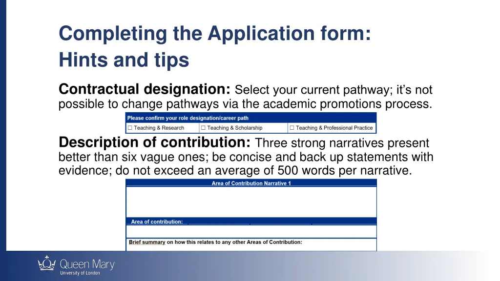 completing the application form hints and tips