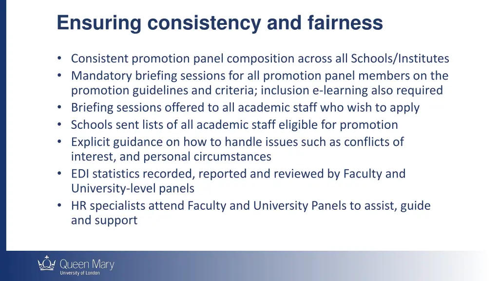 ensuring consistency and fairness