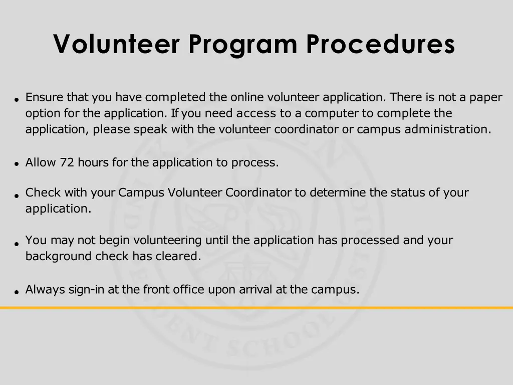 volunteer program procedures 1