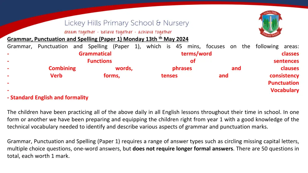 grammar punctuation and spelling paper 1 monday