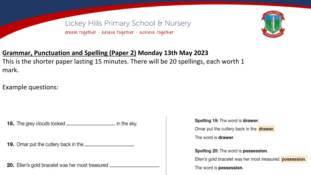 grammar punctuation and spelling paper 2 monday