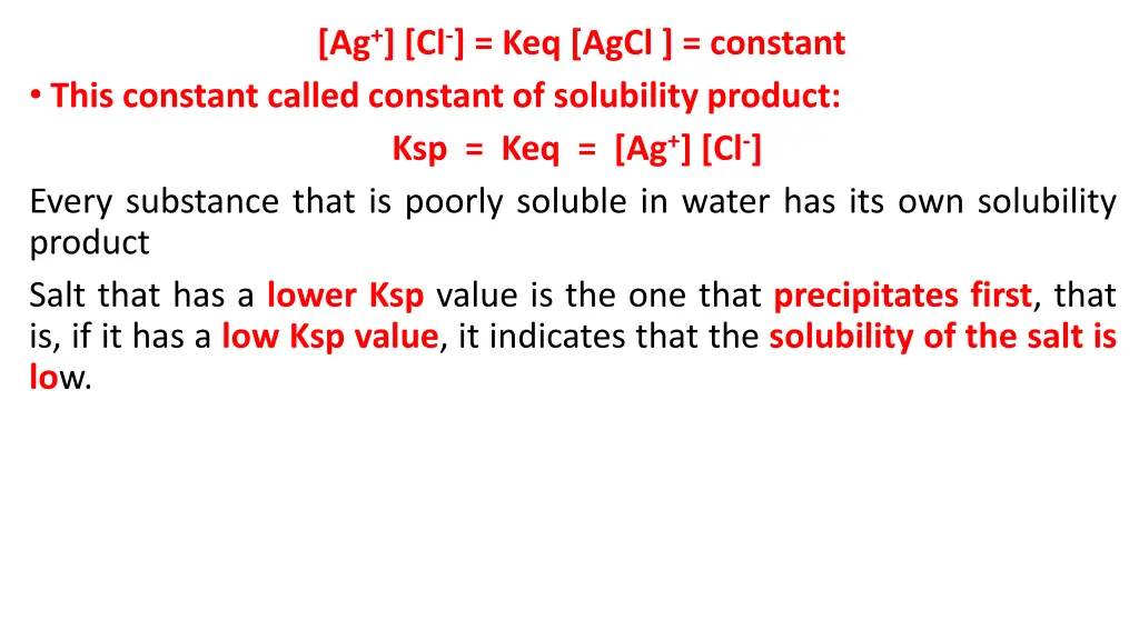 ag cl keq agcl constant