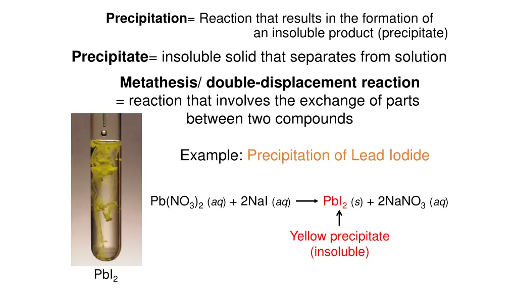 precipitation reaction that results