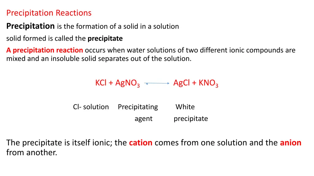 precipitation reactions precipitation