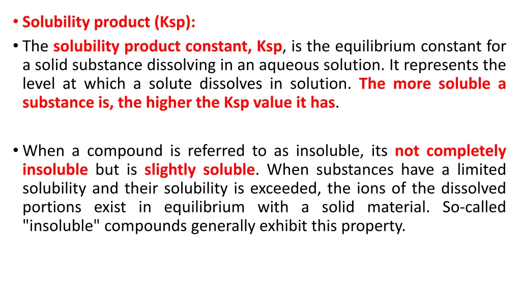 solubility product ksp the solubility product