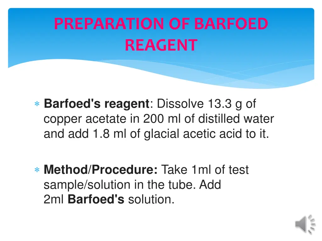 preparation of barfoed reagent