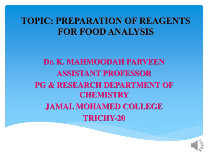topic preparation of reagents for food analysis