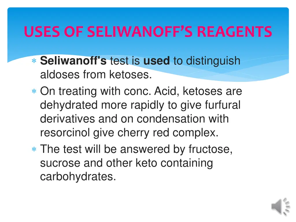 uses of seliwanoff s reagents