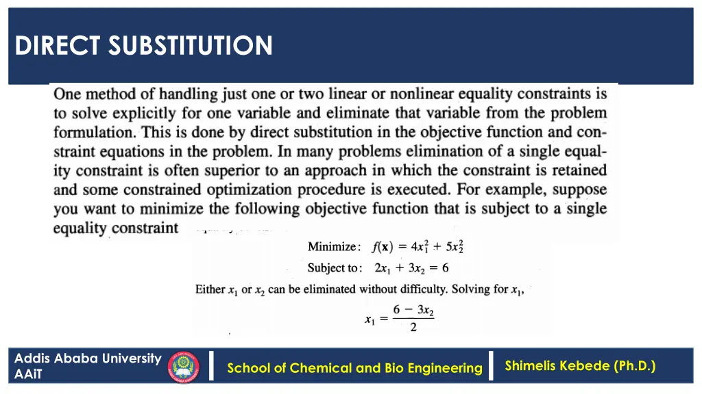 direct substitution