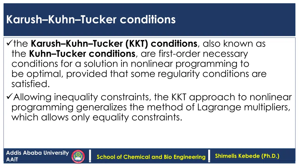 karush kuhn tucker conditions