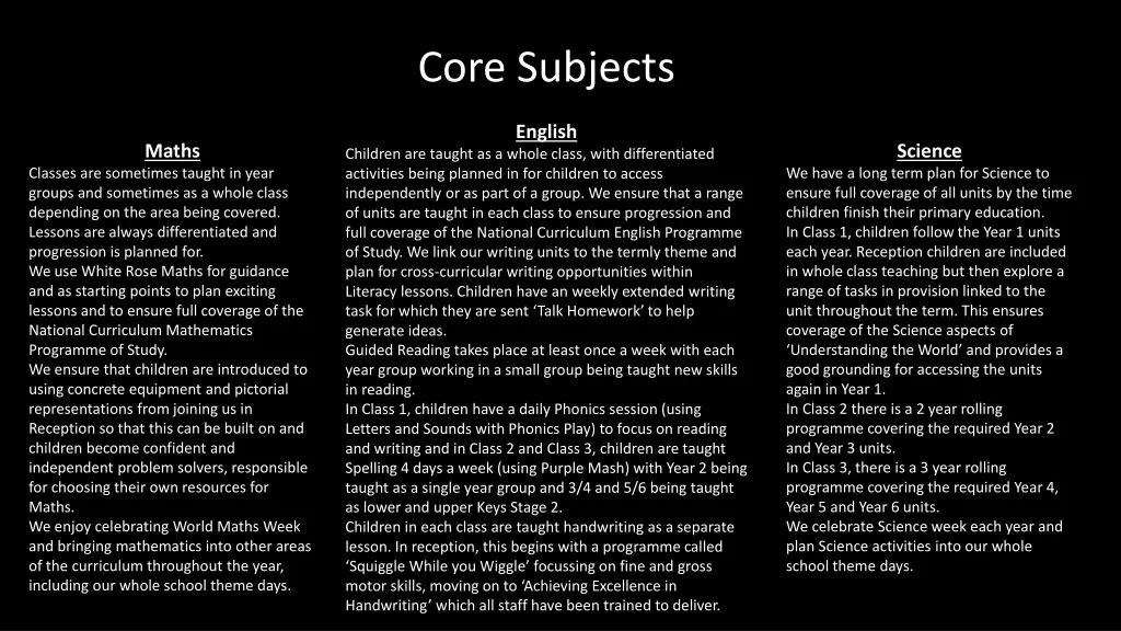 core subjects