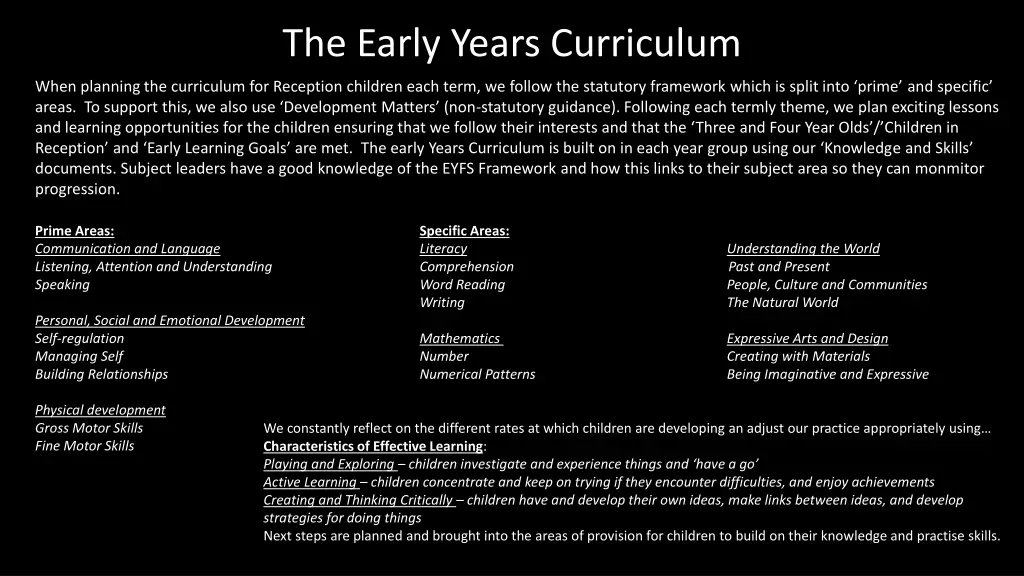 the early years curriculum