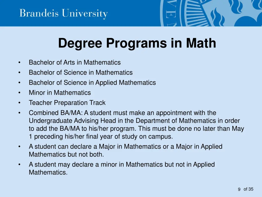 degree programs in math