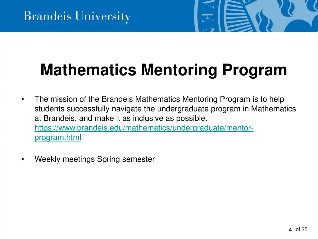 mathematics mentoring program