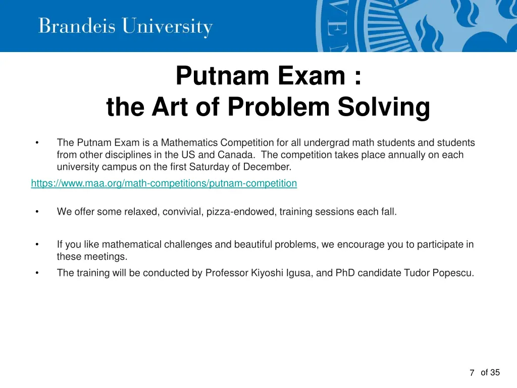 putnam exam the art of problem solving