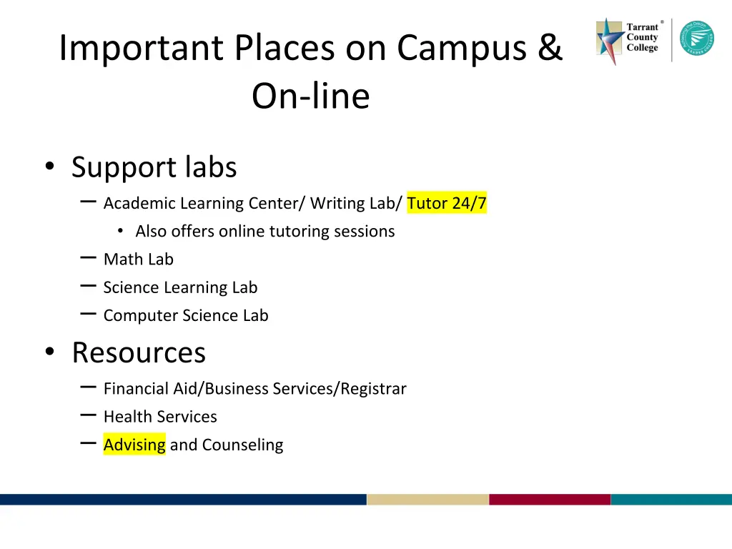 important places on campus on line