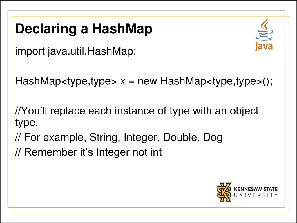 declaring a hashmap