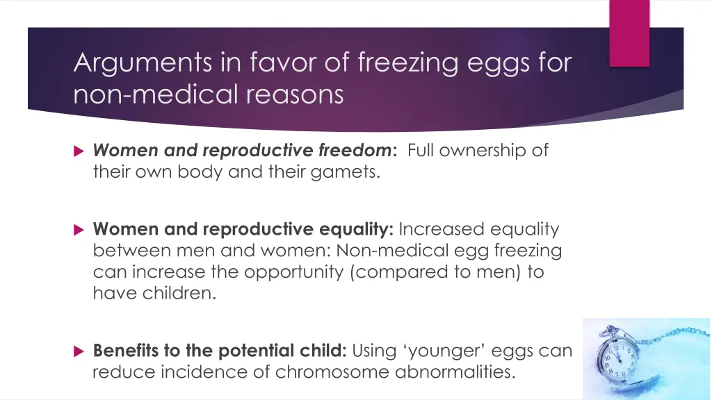 arguments in favor of freezing eggs