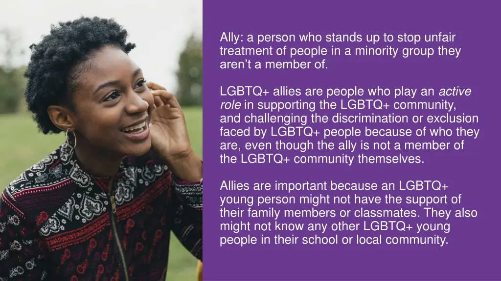 ally a person who stands up to stop unfair