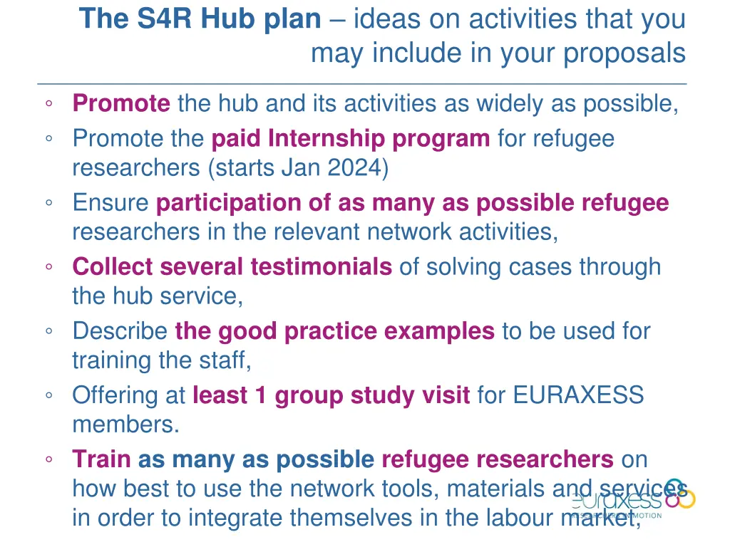 the s4r hub plan ideas on activities that