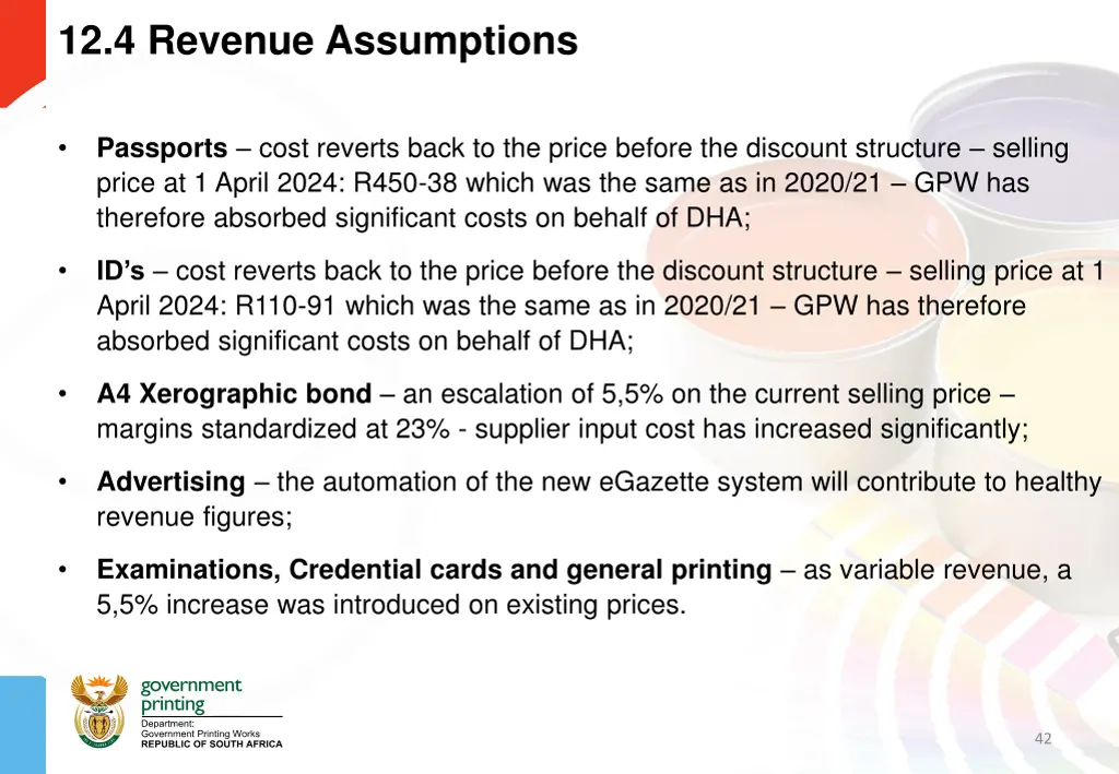 12 4 revenue assumptions