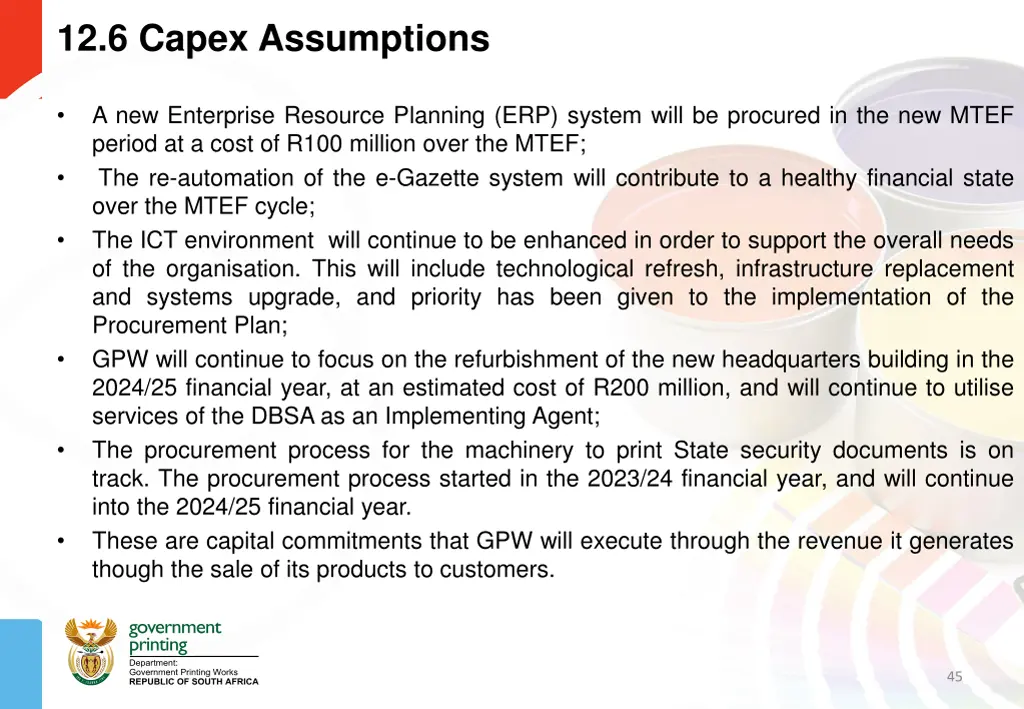 12 6 capex assumptions