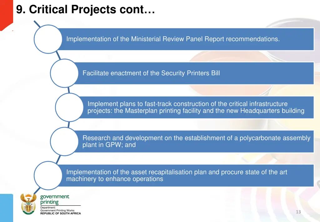 9 critical projects cont