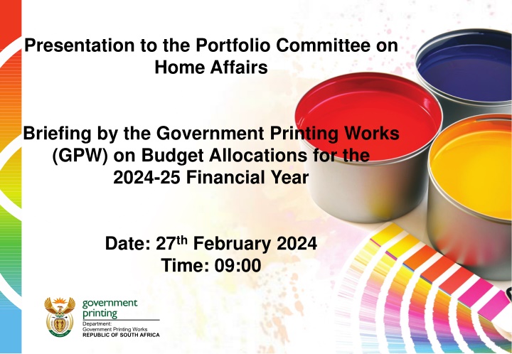 presentation to the portfolio committee on home