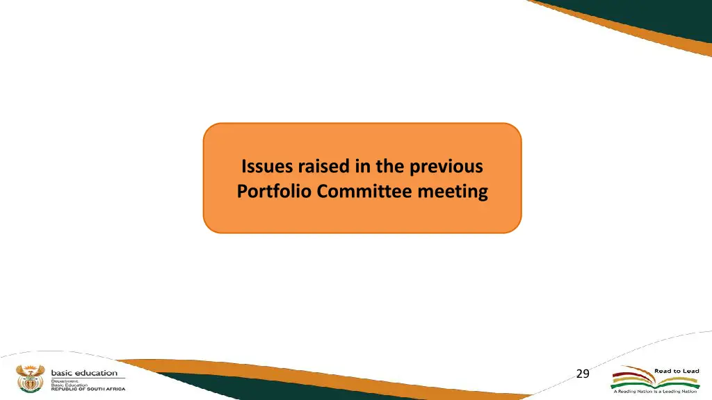 issues raised in the previous portfolio committee