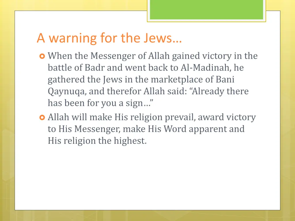 a warning for the jews when the messenger