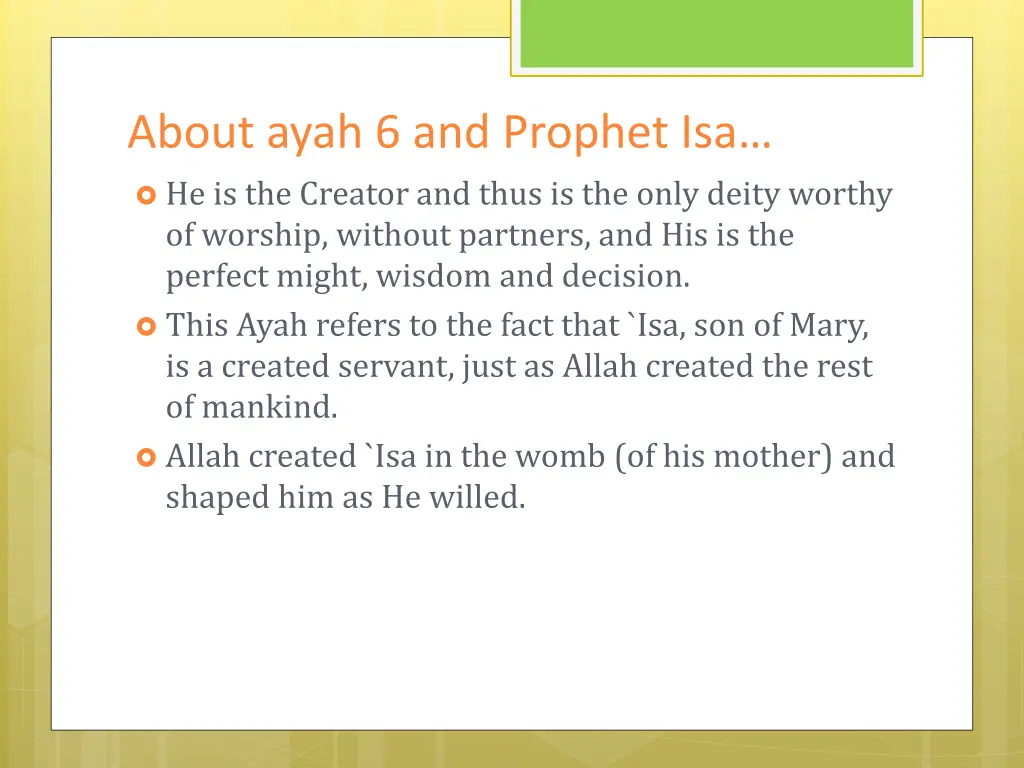 about ayah 6 and prophet isa he is the creator