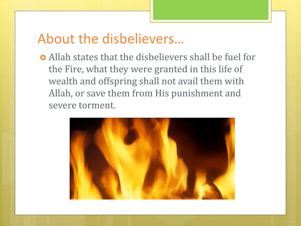 about the disbelievers allah states that