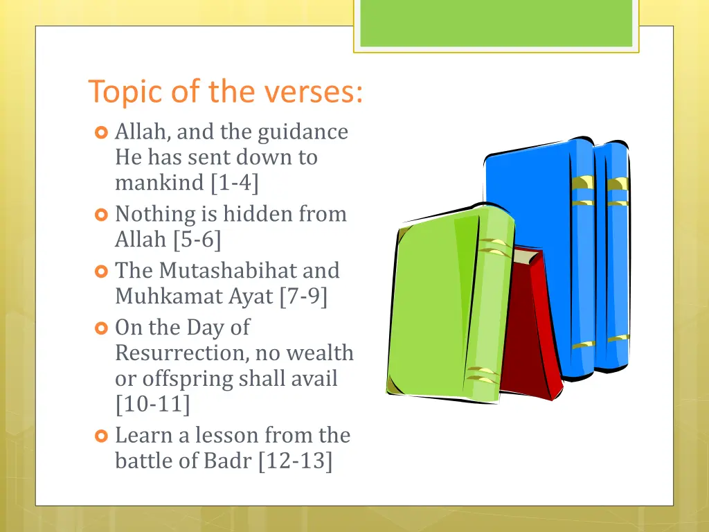 topic of the verses allah and the guidance